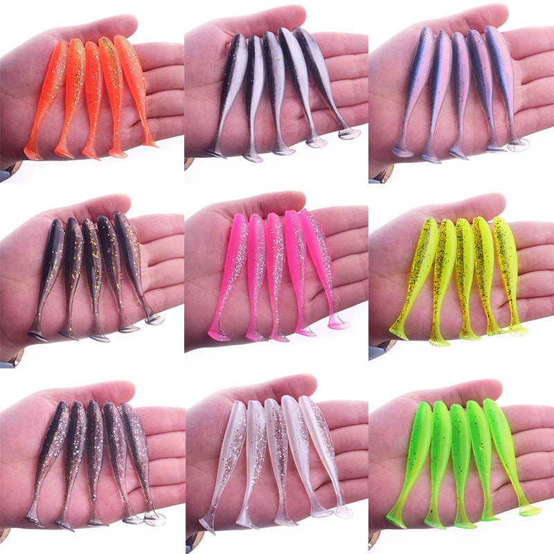 10Pcs 75mm 2.2g Worm Wobblers Silicone Soft Bait Grub Jig Fishing Lure Bass Artificial rubber shrimp odor Pesca Fishing tackle